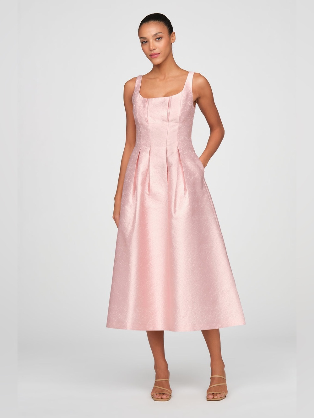 Kay Unger Pearly Pink Sleeveless Babydoll A-Line Formal Dress 12 Wedding Party